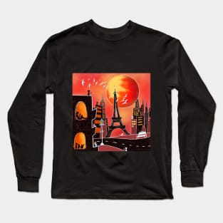 Sunset and romantic Paris Long Sleeve T-Shirt